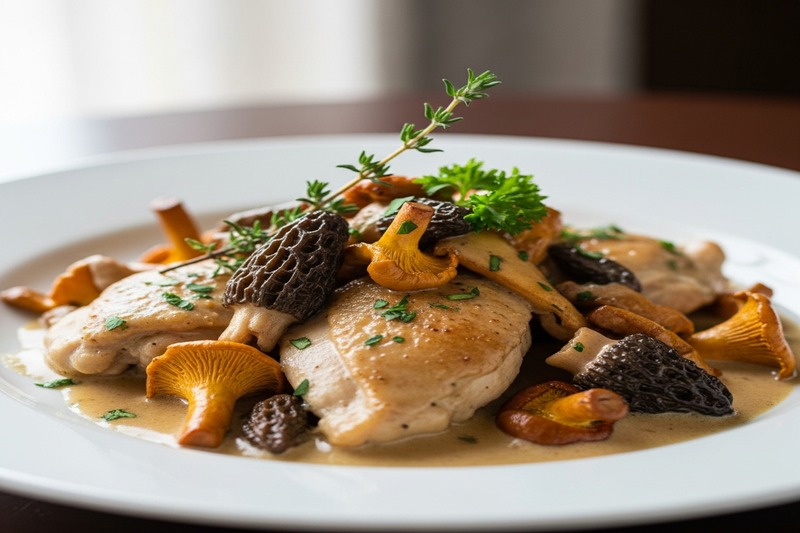 Fricassée de Poulet aux Champignons des Bois