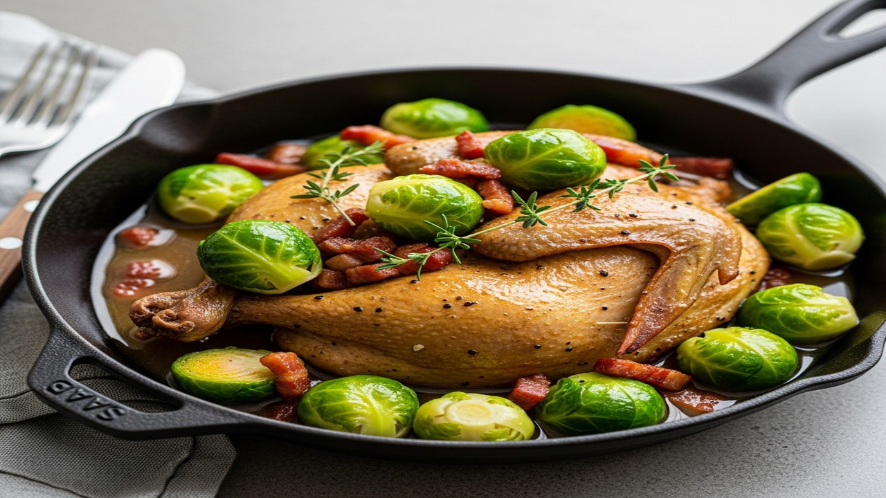 Pintade en Cocotte aux Choux de Bruxelles