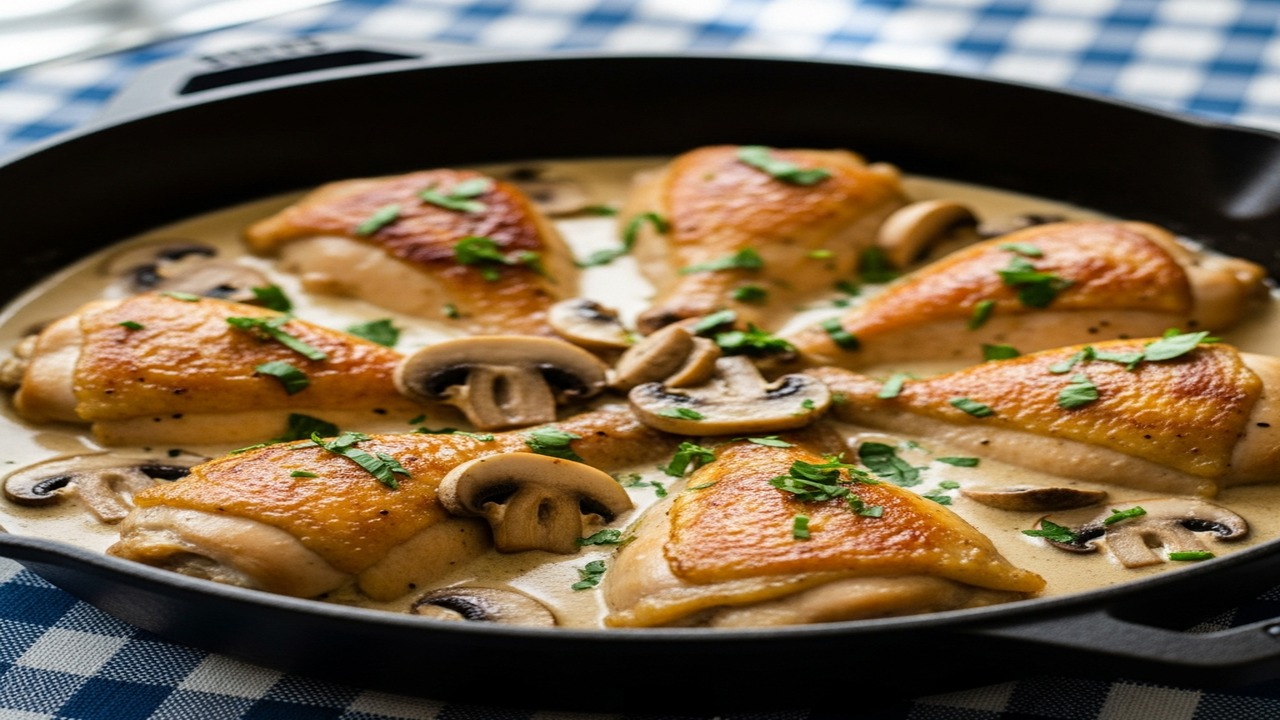 Poulet aux Champignons à la Crème de Grand-Mère